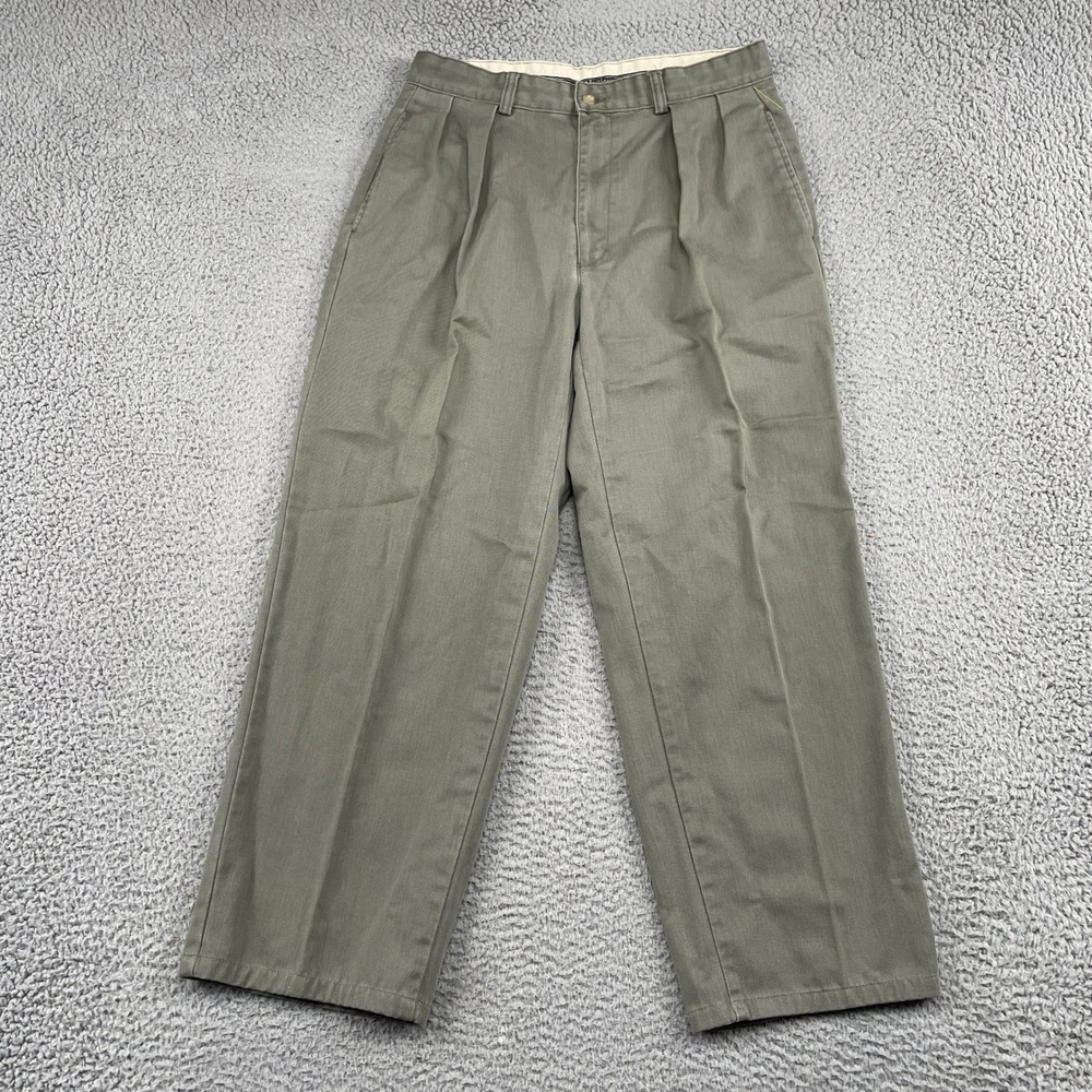Polo Ralph Lauren Pants Mens 32x27 Sage Green Pleated Chino Trousers Cotton